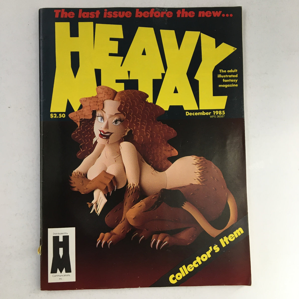 Cover of Heavy Metal Magazine December 1985 featuring a fantasy character, symbolizing adult illustrated storytelling and showcasing the magazine's iconic art style.