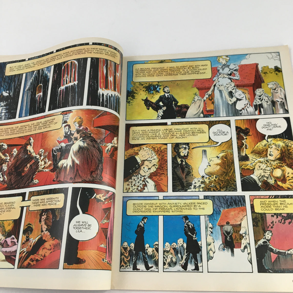 Comic strip panels from Heavy Metal Magazine October 1982 featuring an illustrated story with vivid colors and dramatic storytelling.