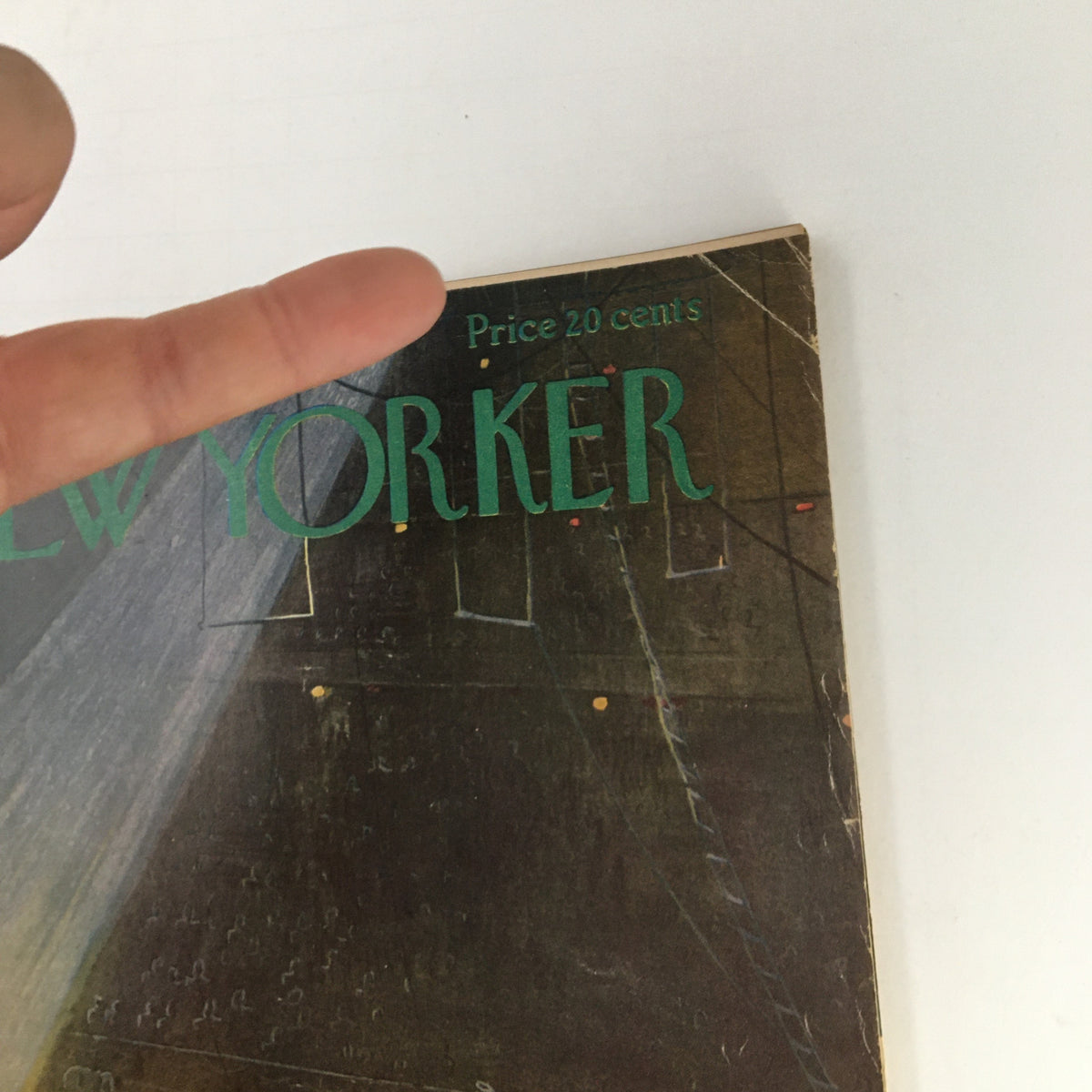 Close-up of The New Yorker Magazine April 5 1952 cover indicating the price and publication date, showcasing the unique art by Garrett Price.