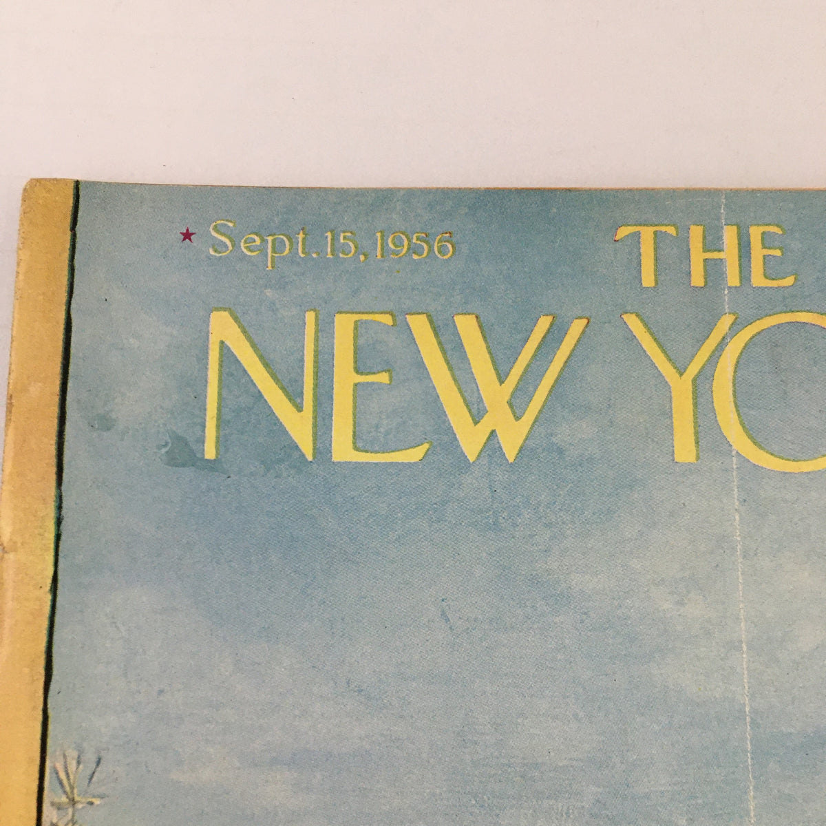 Close-up of the top portion of The New Yorker Magazine, September 15, 1956, highlighting the title and date, designed by Arthur Getz.