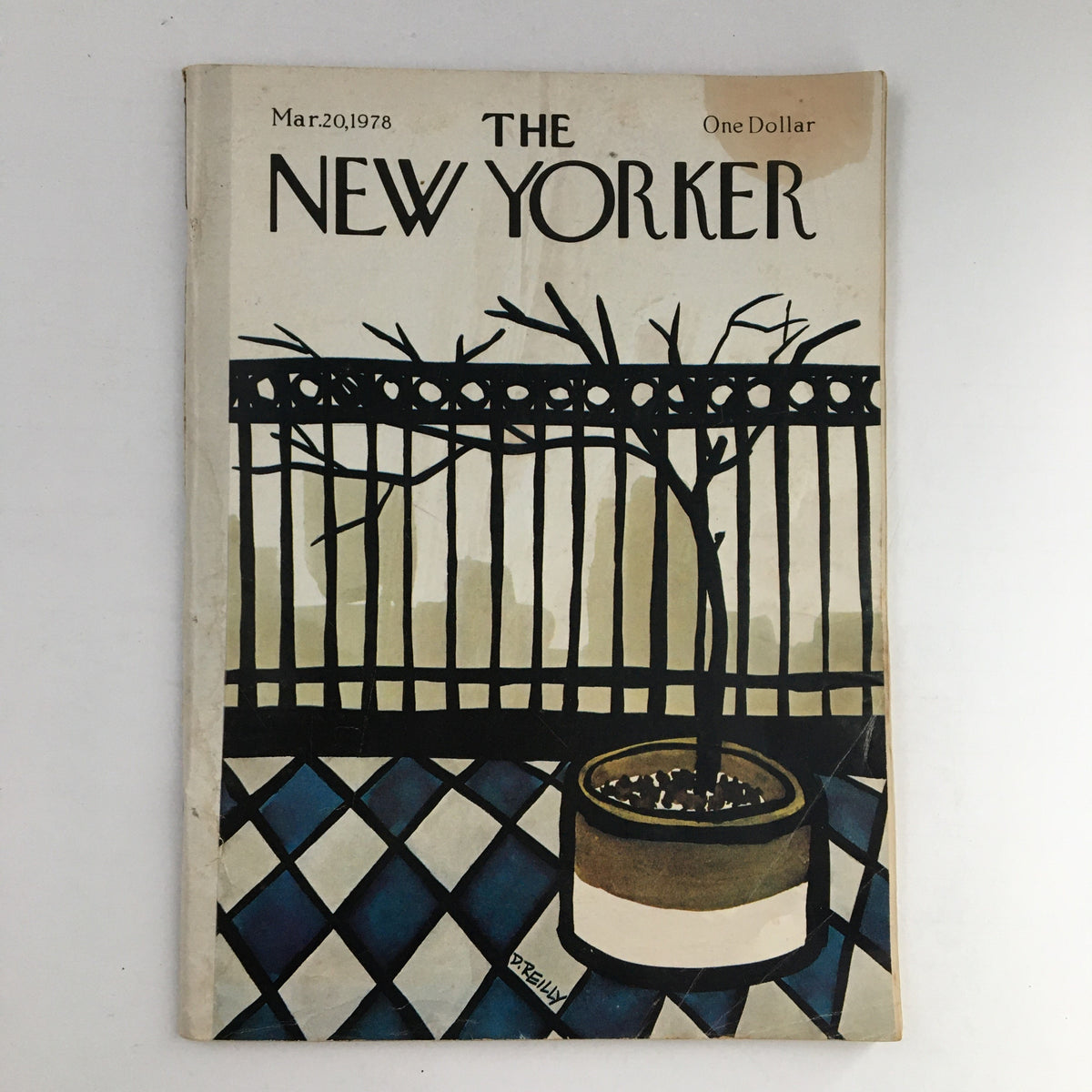 The New Yorker Magazine March 20 1978 cover featuring an artistic design with a plant pot and geometric patterns by Donald Reilly.