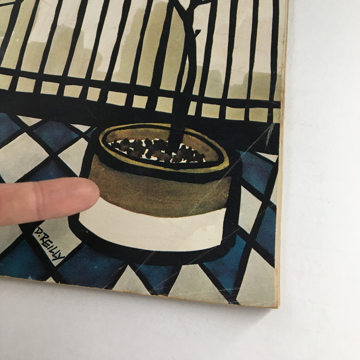 Close-up view of The New Yorker Magazine March 20 1978 cover showcasing a plant pot and geometric art details by Donald Reilly.