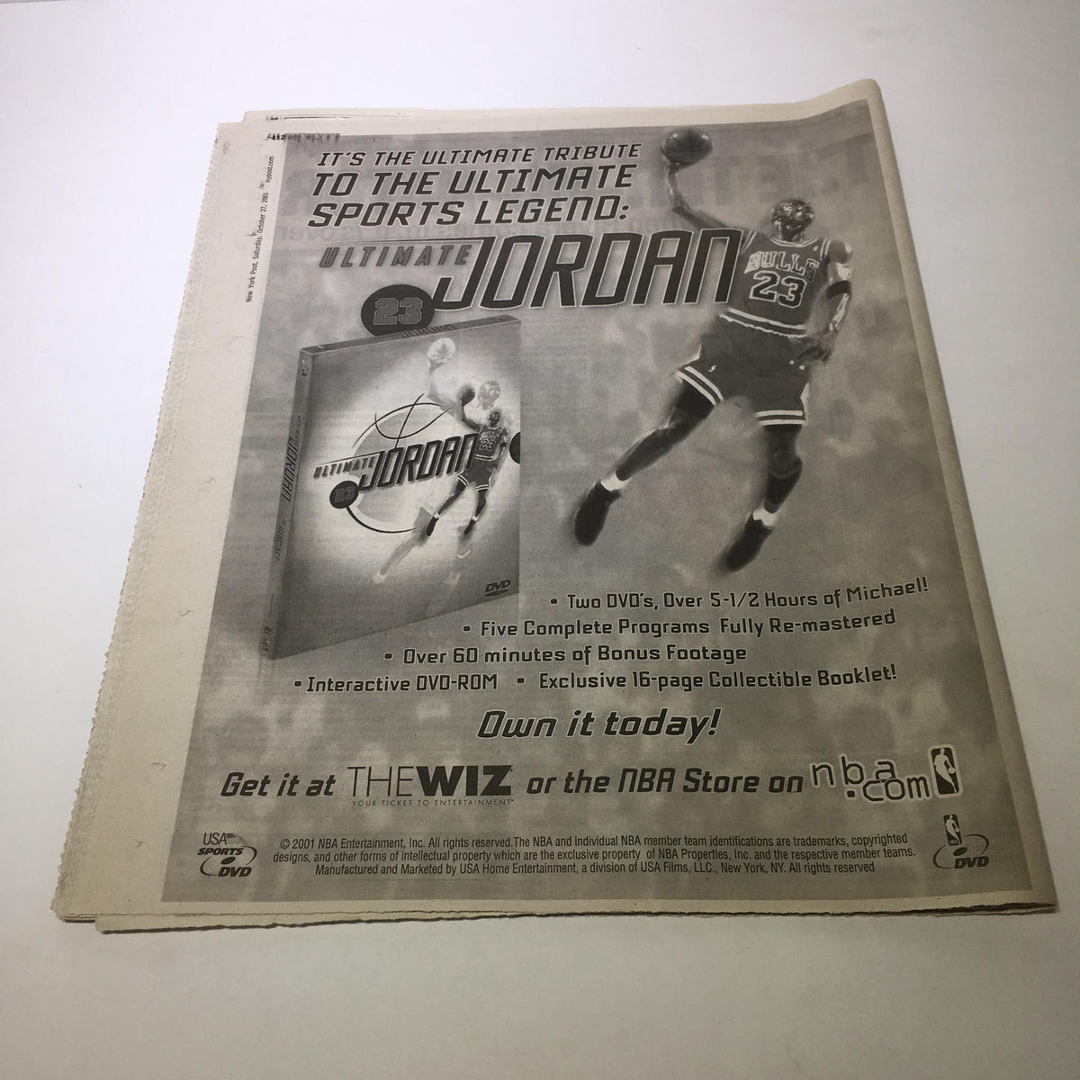 Promotional advertisement image from the NY Post featuring Michael Jordan, titled 'Ultimate Jordan', showcasing his basketball highlights.