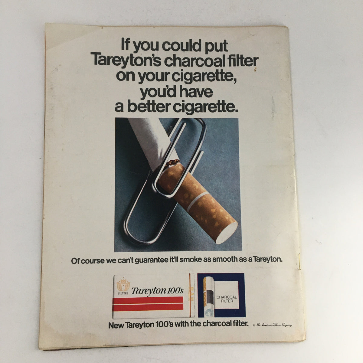 Back cover of Look Magazine January 9, 1968, advertising Tareyton cigarettes, showcasing retro marketing.