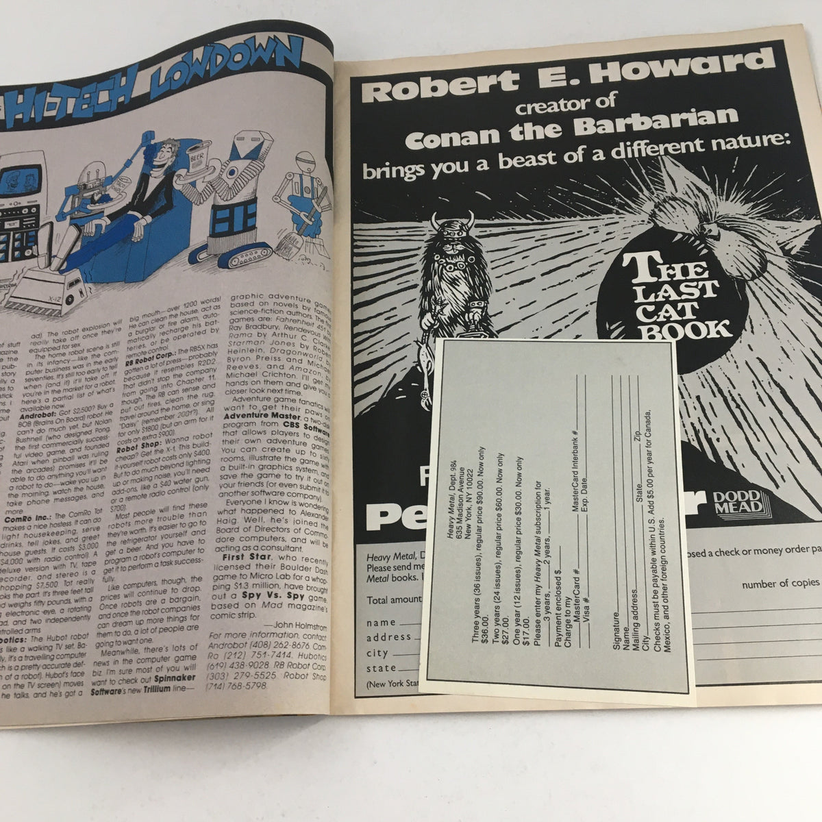 Interior page of Heavy Metal Fantasy Magazine September 1984 showcasing an advertisement and comic style artwork, emphasizing the magazine's eclectic mix of content.