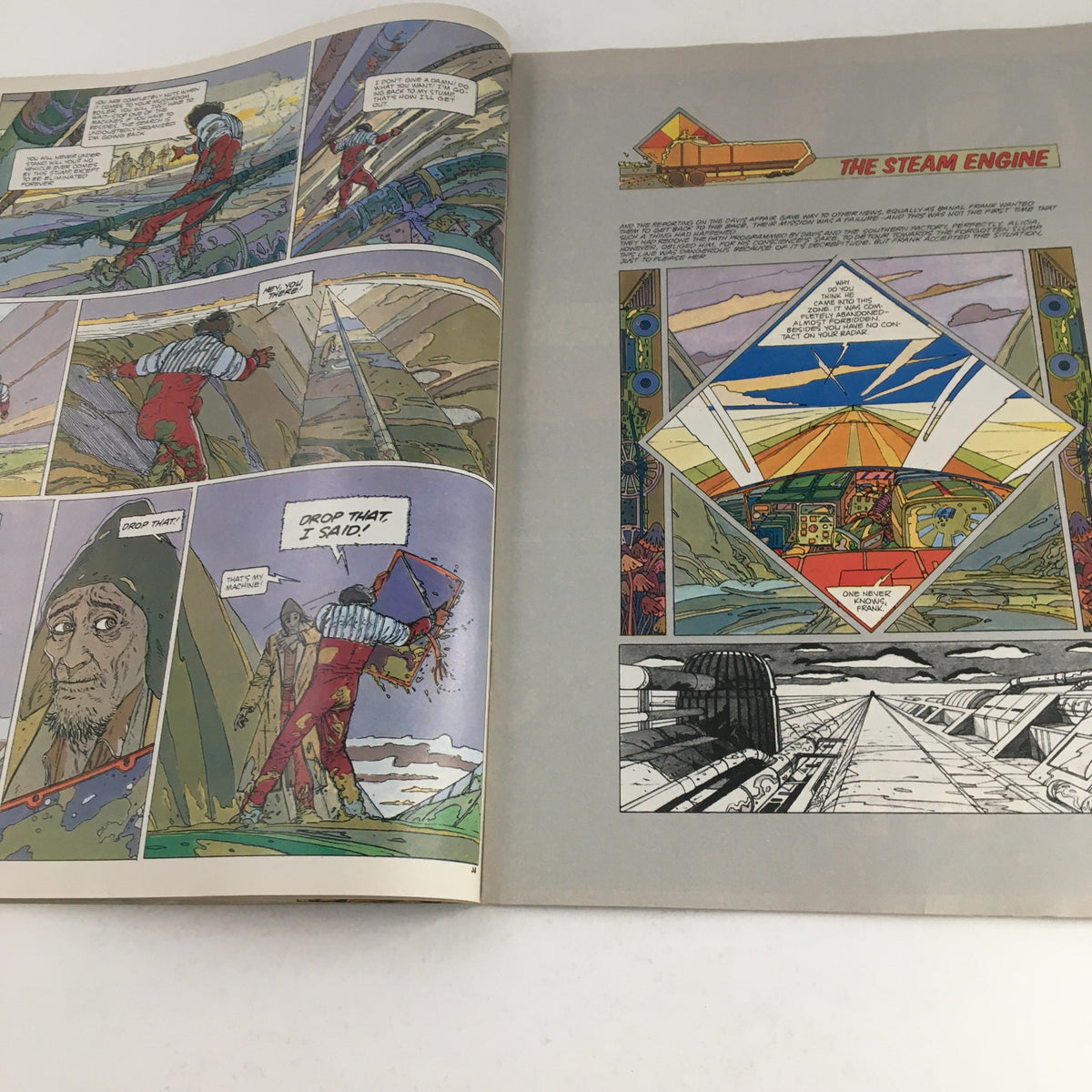 Another interior view of the Heavy Metal Fantasy Magazine September 1984 'The Railways' story, emphasizing the vibrant comic artwork.