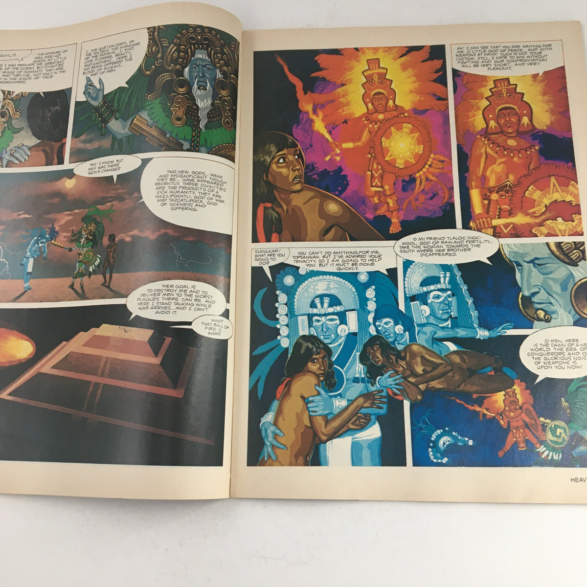 Heavy Metal Fantasy Magazine October 1984 - Inside artwork featuring vivid illustrations and dialogues from 'A Matter of Time' by Juan G.