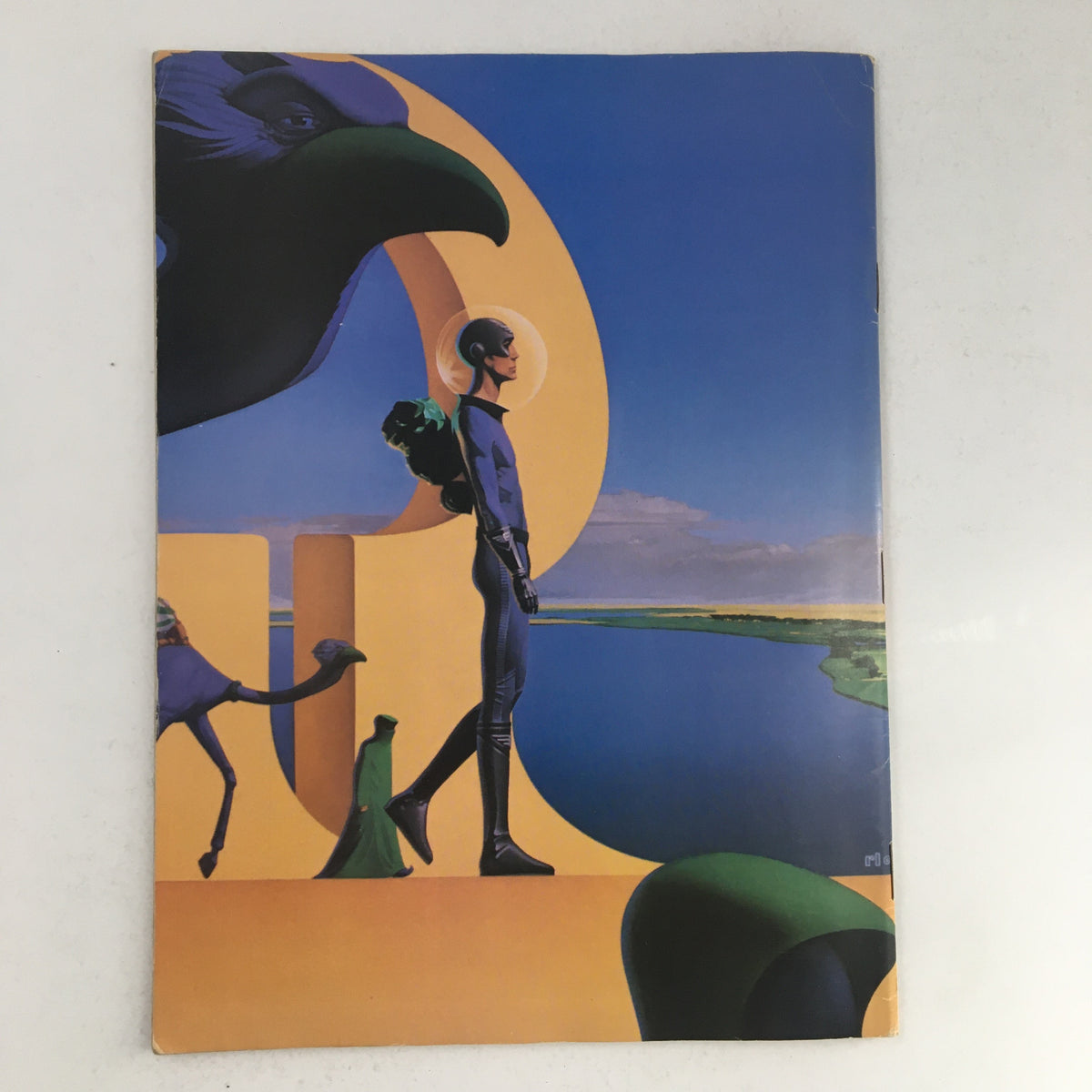Cover of Heavy Metal Fantasy Magazine July 1984, featuring a striking futuristic illustration of a character in an otherworldly landscape, symbolizing creativity and fantasy.