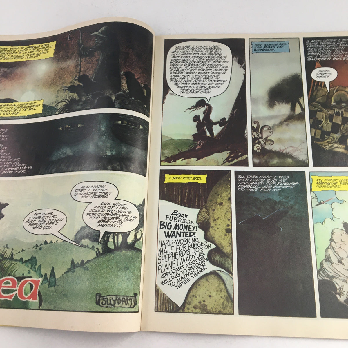 Comic panel from Heavy Metal Magazine February 1979 depicting a fantastical narrative, highlighting unique characters and vibrant illustrations.