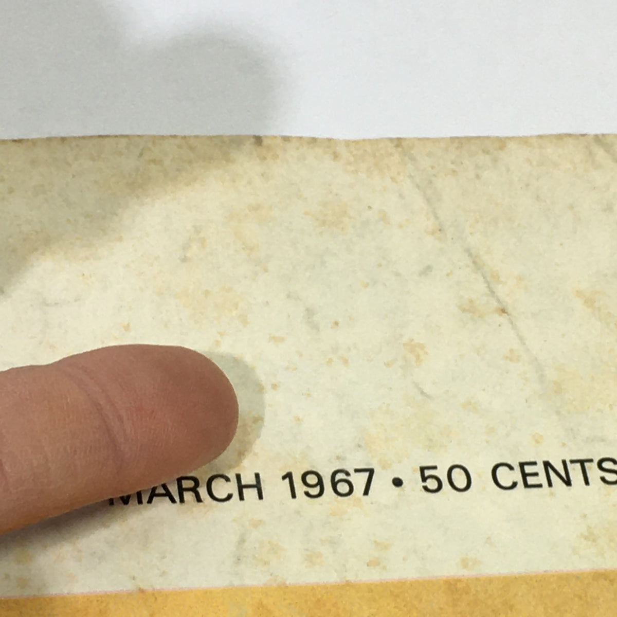 Close-up of the date and price on the VTG Cycle Magazine March 1967, displaying 'MARCH 1967 - 50 CENTS'.