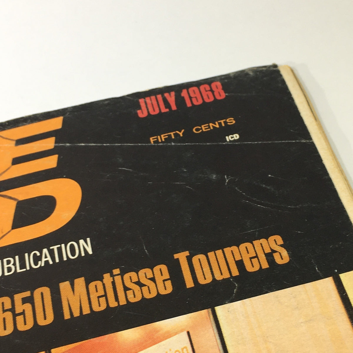 Close-up of the VTG Cycle World Magazine July 1968 title section, showcasing the publication date and focus on BMW R60 U.S. and 650 Metisse Tourers.