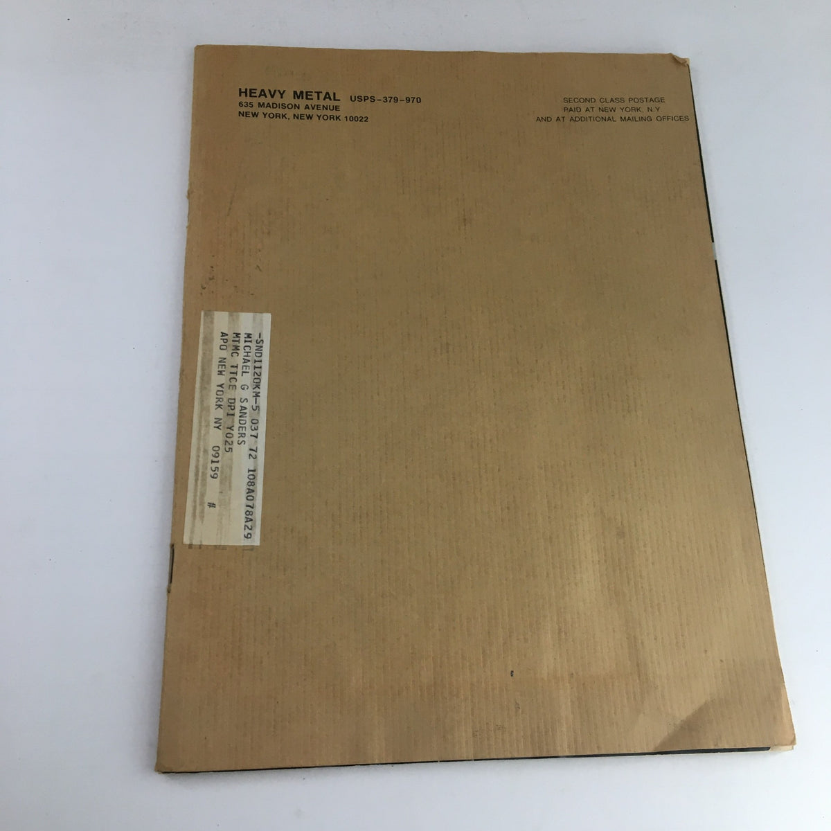 Back cover of Heavy Metal Magazine September 1983 featuring mailing instructions and address information.