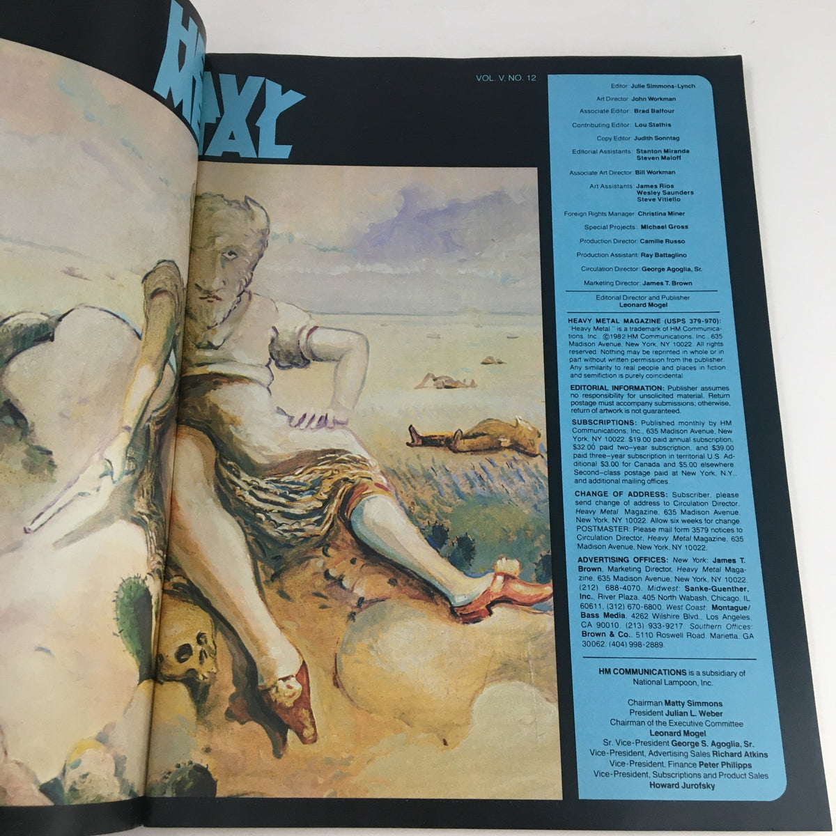 Second inside page of Heavy Metal Magazine March 1982 Electric Splendor displaying more article details and illustrations.