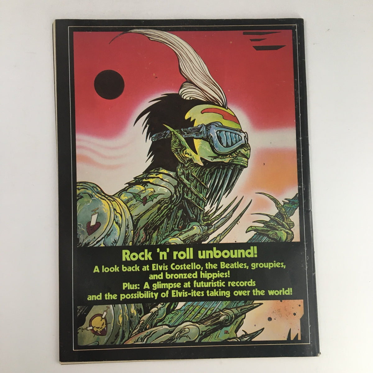 Cover art for Heavy Metal Magazine March 1982 featuring a robotic character with a striking design, representing the magazine's exploration of music and cultural themes.