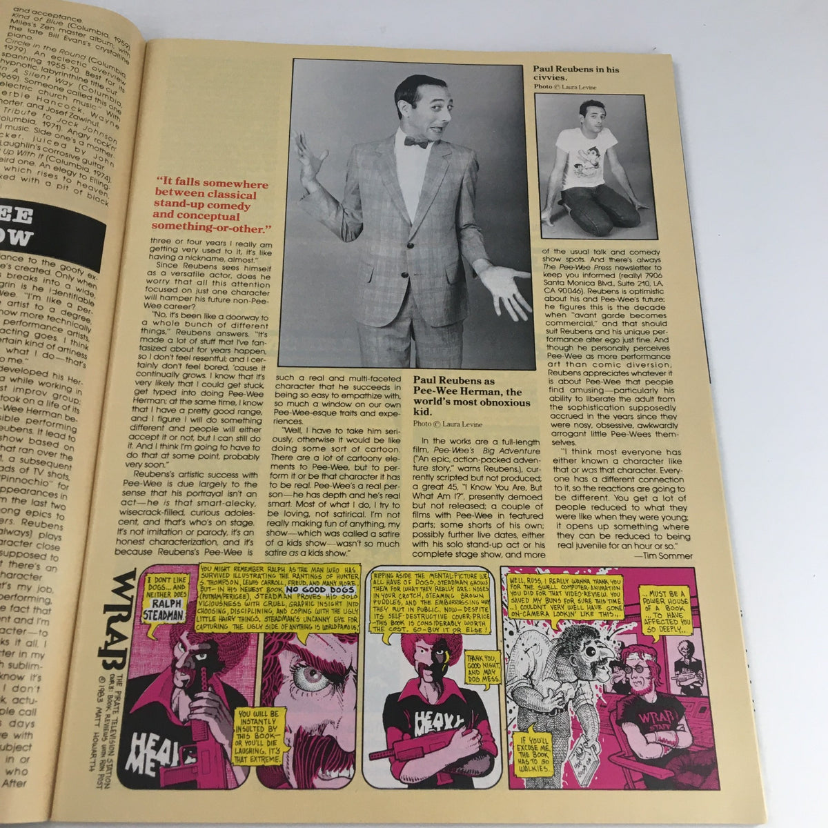 Article about Paul Reubens in Heavy Metal Magazine November 1983, highlighting his role as Pee-Wee Herman, accompanied by illustrations.