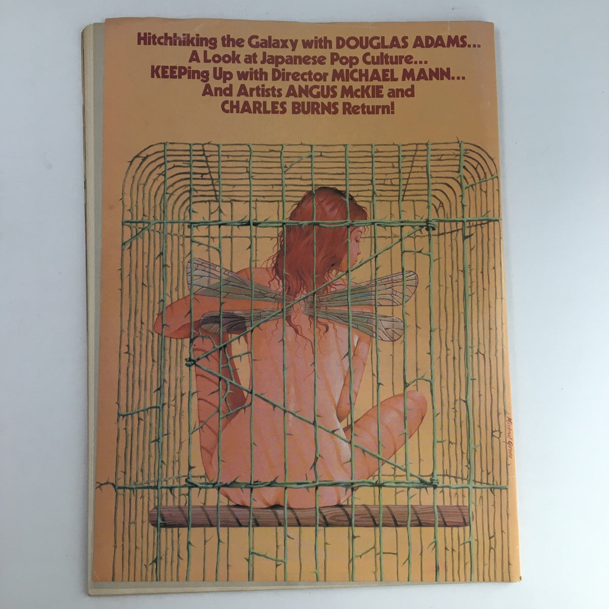 Cover of Heavy Metal Magazine March 1984 featuring an illustration with cultural themes and references to notable figures and art.