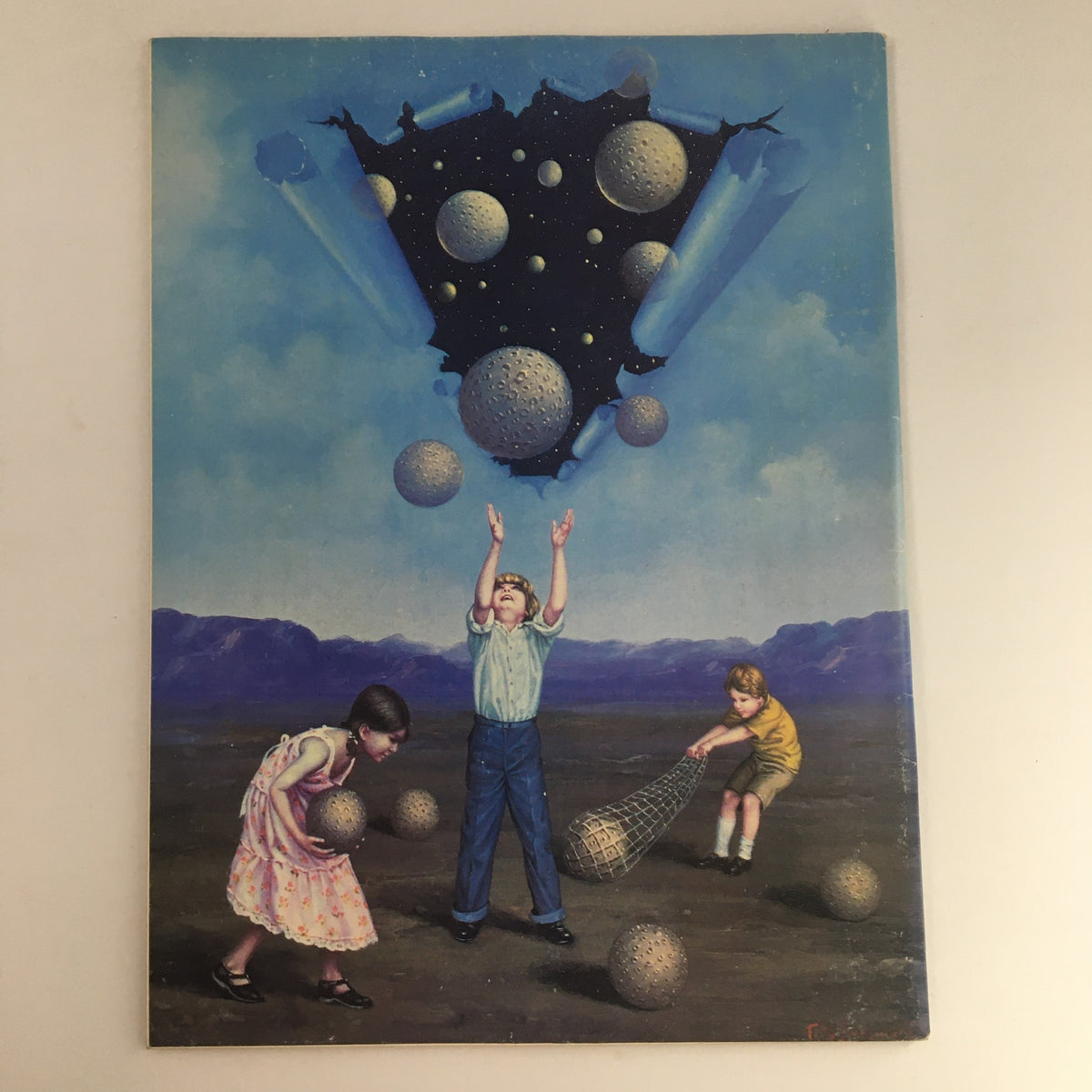 Cover illustration from Heavy Metal Magazine July 1980, depicting three children playing with floating spherical objects against a surreal cosmic background.