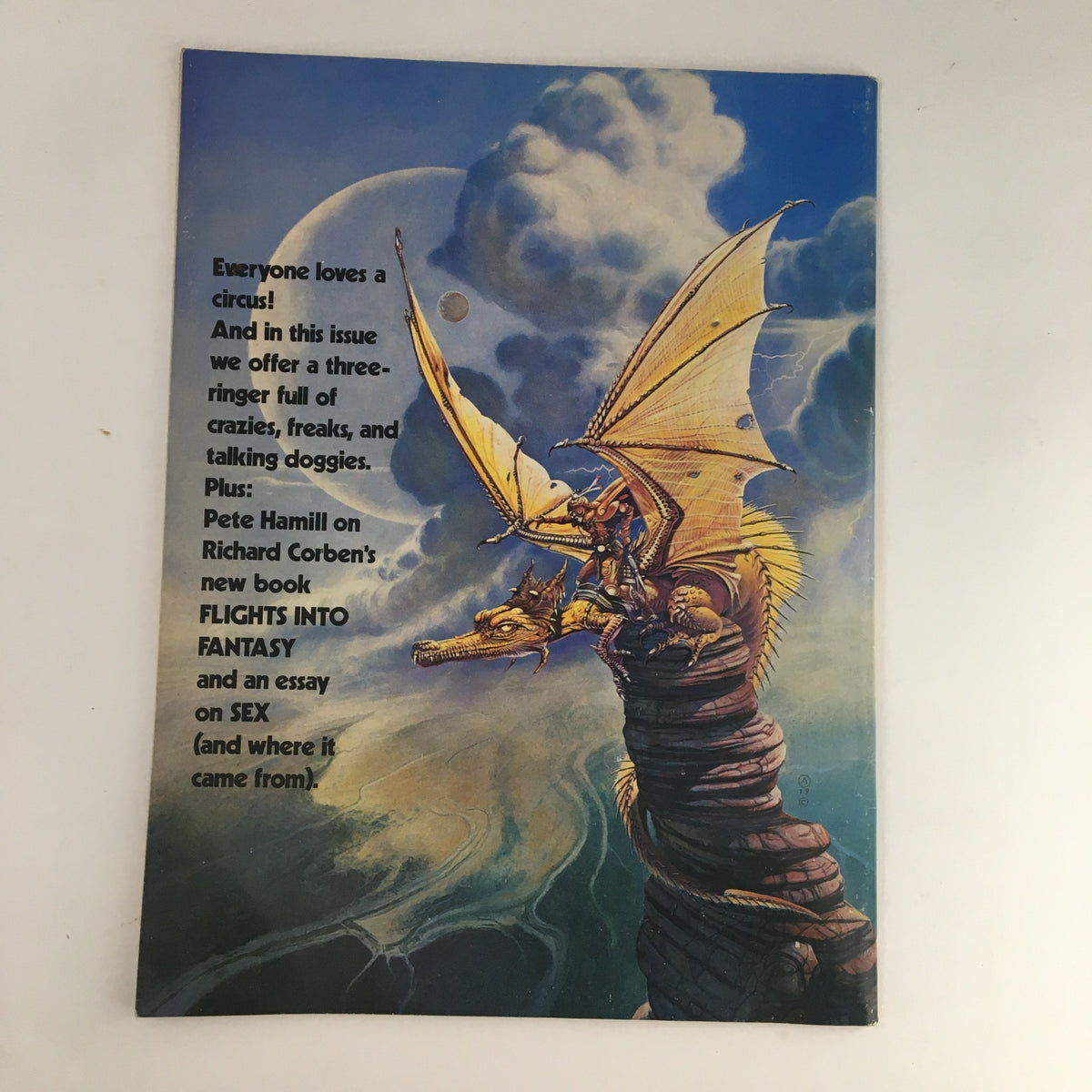 Cover illustration from Heavy Metal Magazine July 1982 Part 2 featuring a dragon and rider against a fantastical background, highlighting themes of fantasy and adventure.