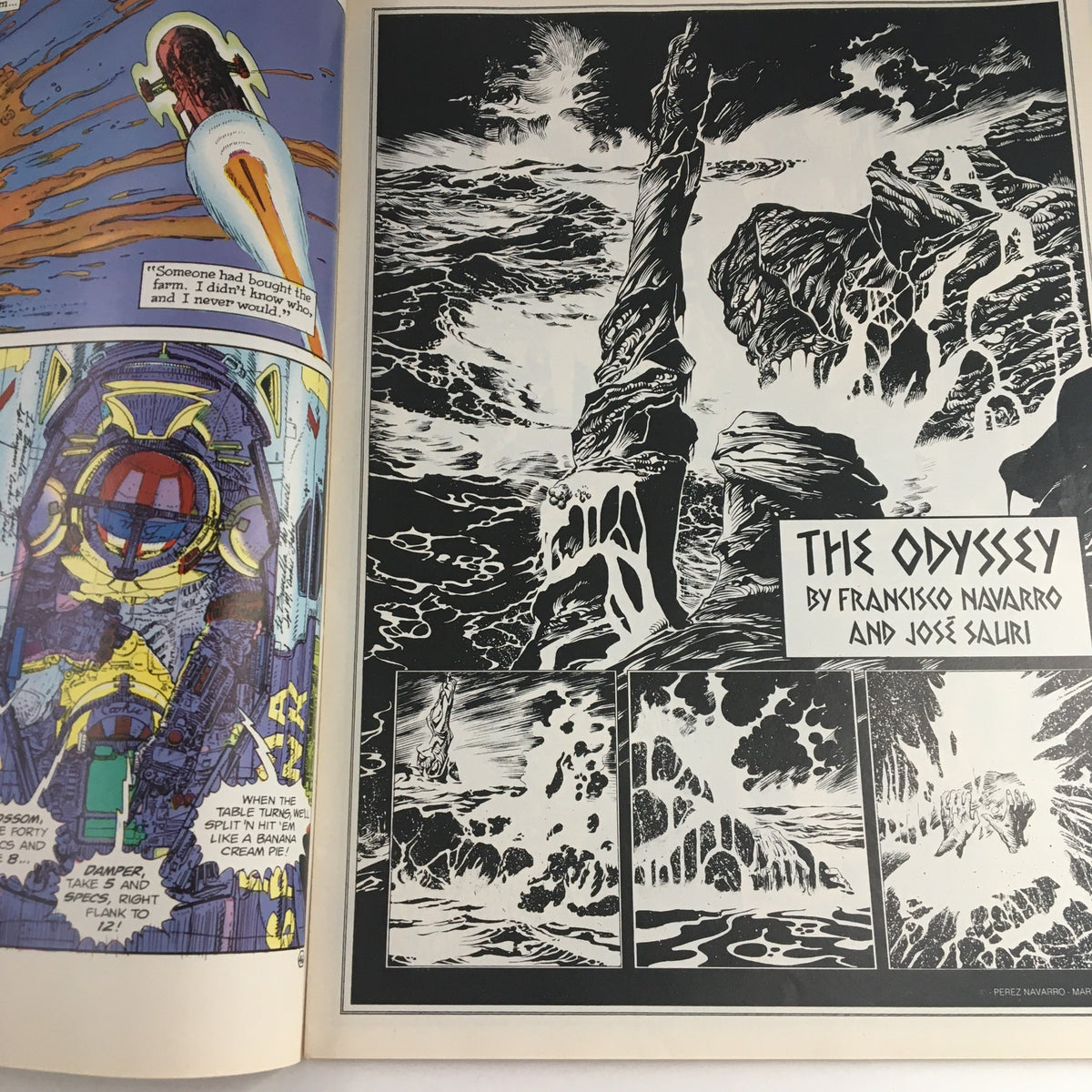 Artwork from Heavy Metal Magazine April 1983 representing 'The Odyssey', combining vibrant colors and intricate designs, showcasing the magazine's blend of storytelling and visual art.