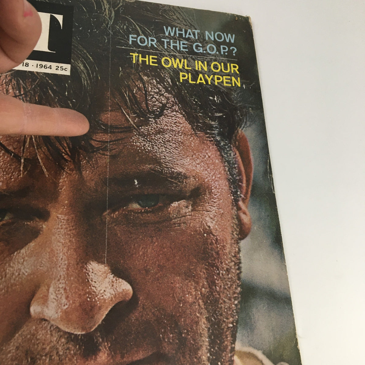 Close-up view of the cover of The Saturday Evening Post July 11-18, 1964 highlighting Richard Burton. This image captures the detail of the magazine cover including the title and headlines about political and cultural topics of the era.