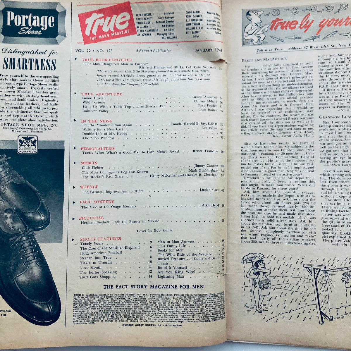 Vintage True Magazine January 1948 Vol 22 No. 128 Plot to Kill Eisenhower No Label