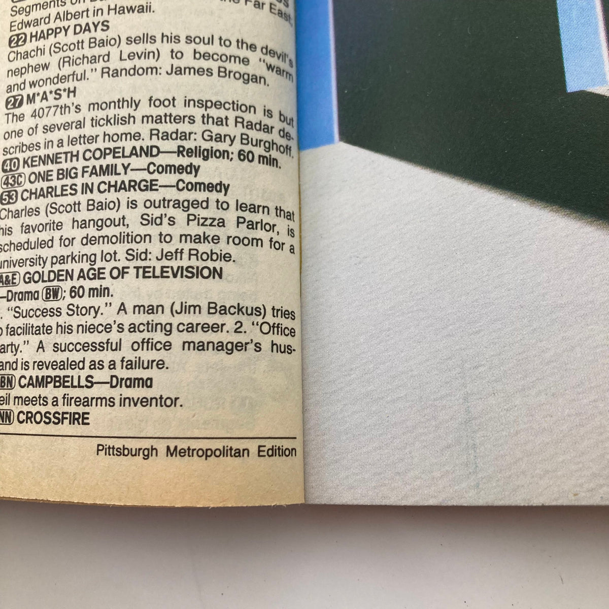 Inner page of TV Guide Magazine February 28, 1987 featuring program listings and articles, marked as Pittsburgh Metropolitan Edition.