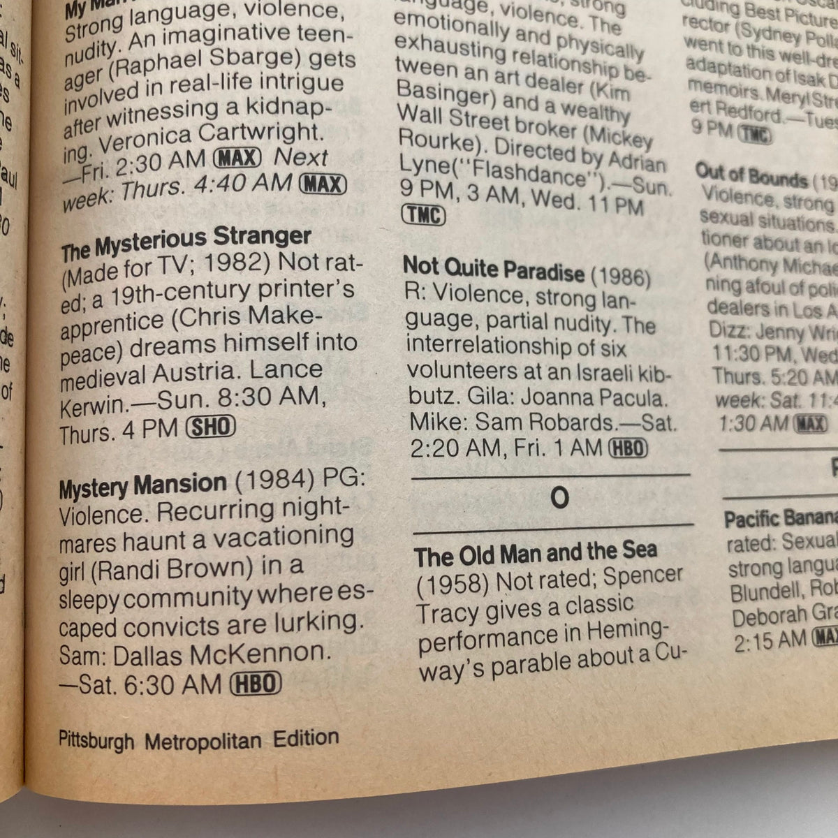 Interior page of TV Guide Magazine July 25 1987, featuring listings and summaries of television programming, highlighting popular shows from that era.