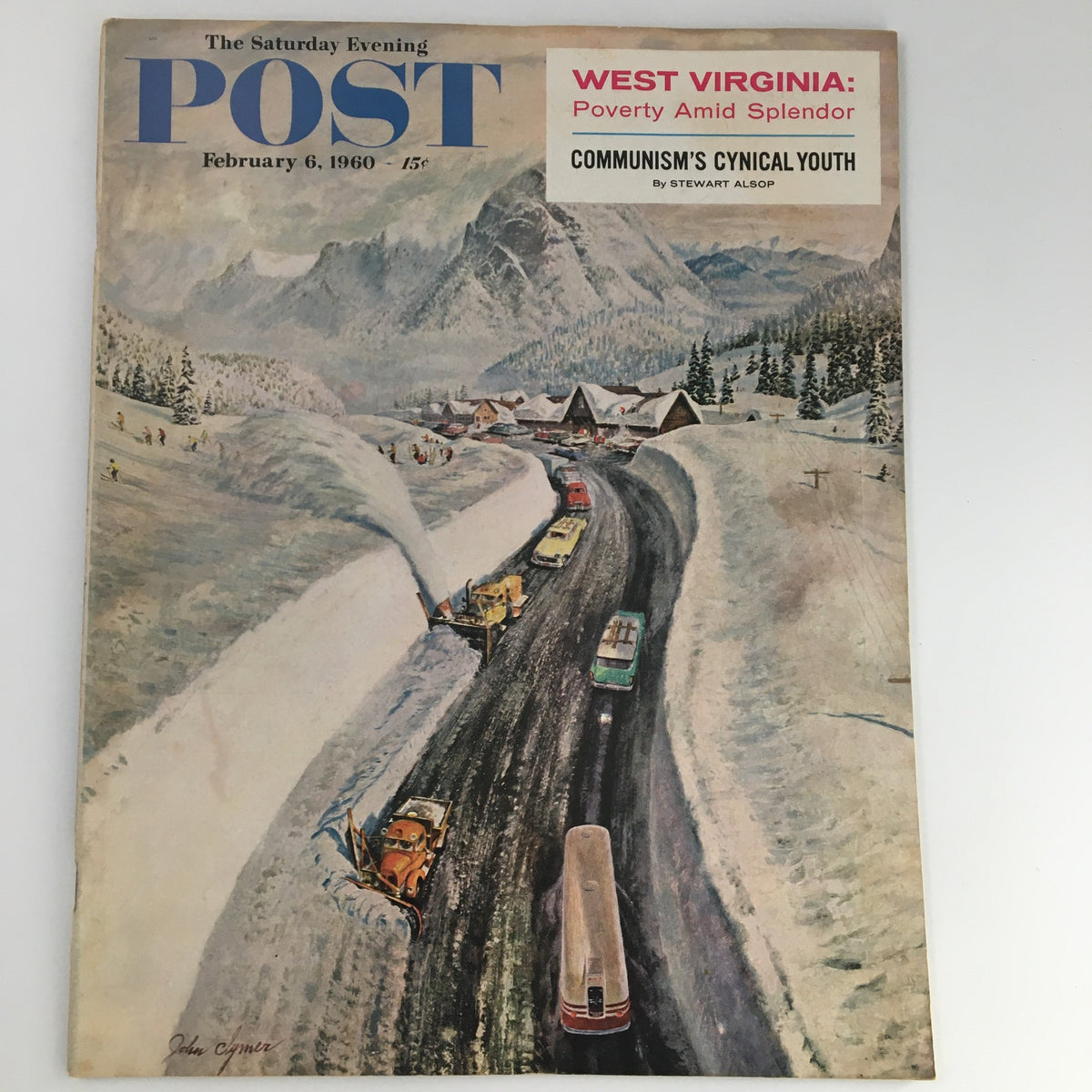 Cover of The Saturday Evening Post from February 6, 1960, featuring the headline 'West Virginia: Poverty Amid Splendor' with an illustration of a winter landscape.