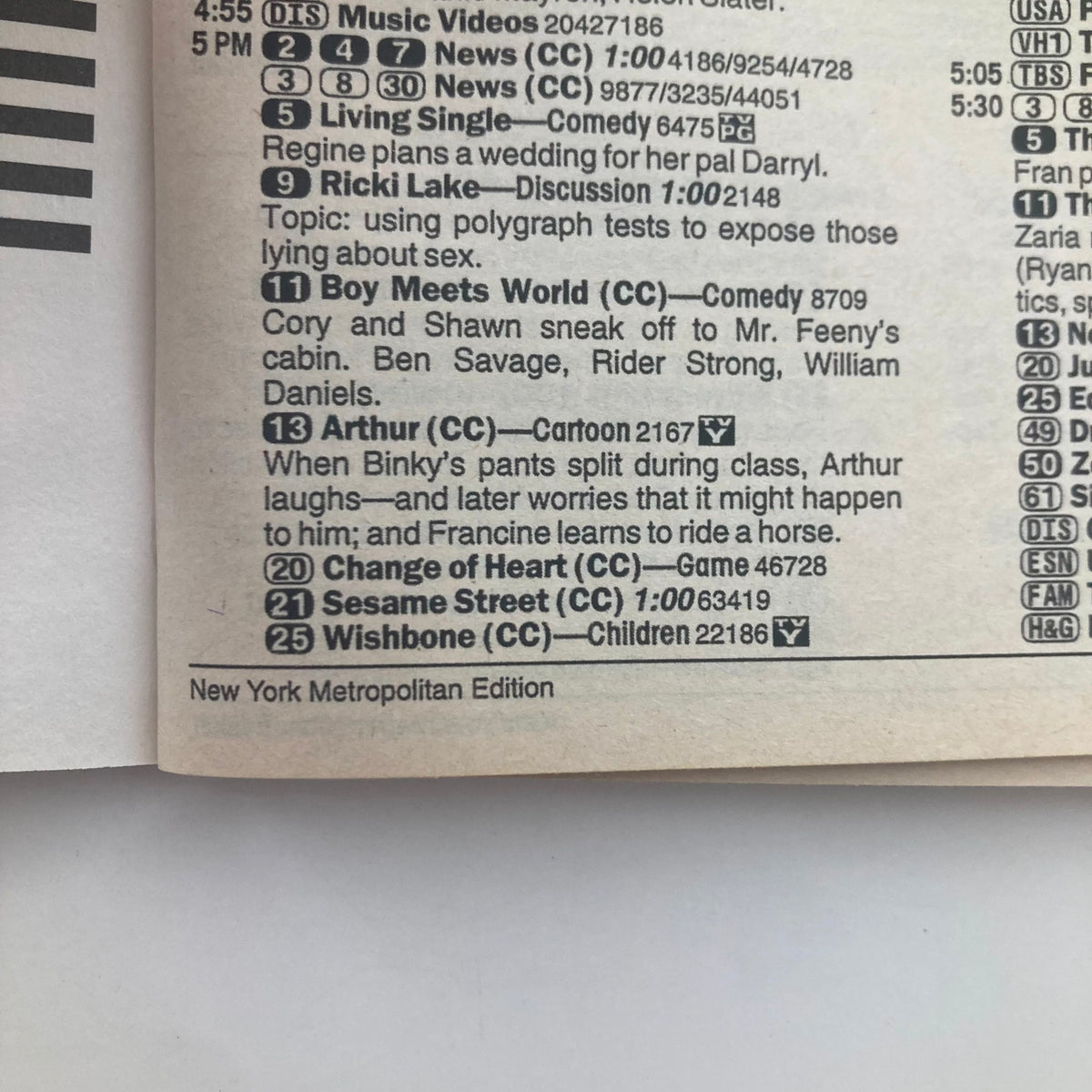 Inside page of TV Guide Magazine from March 4, 2000 showing television listings, including shows like Arthur and Sesame Street, highlighting the programming of the era.