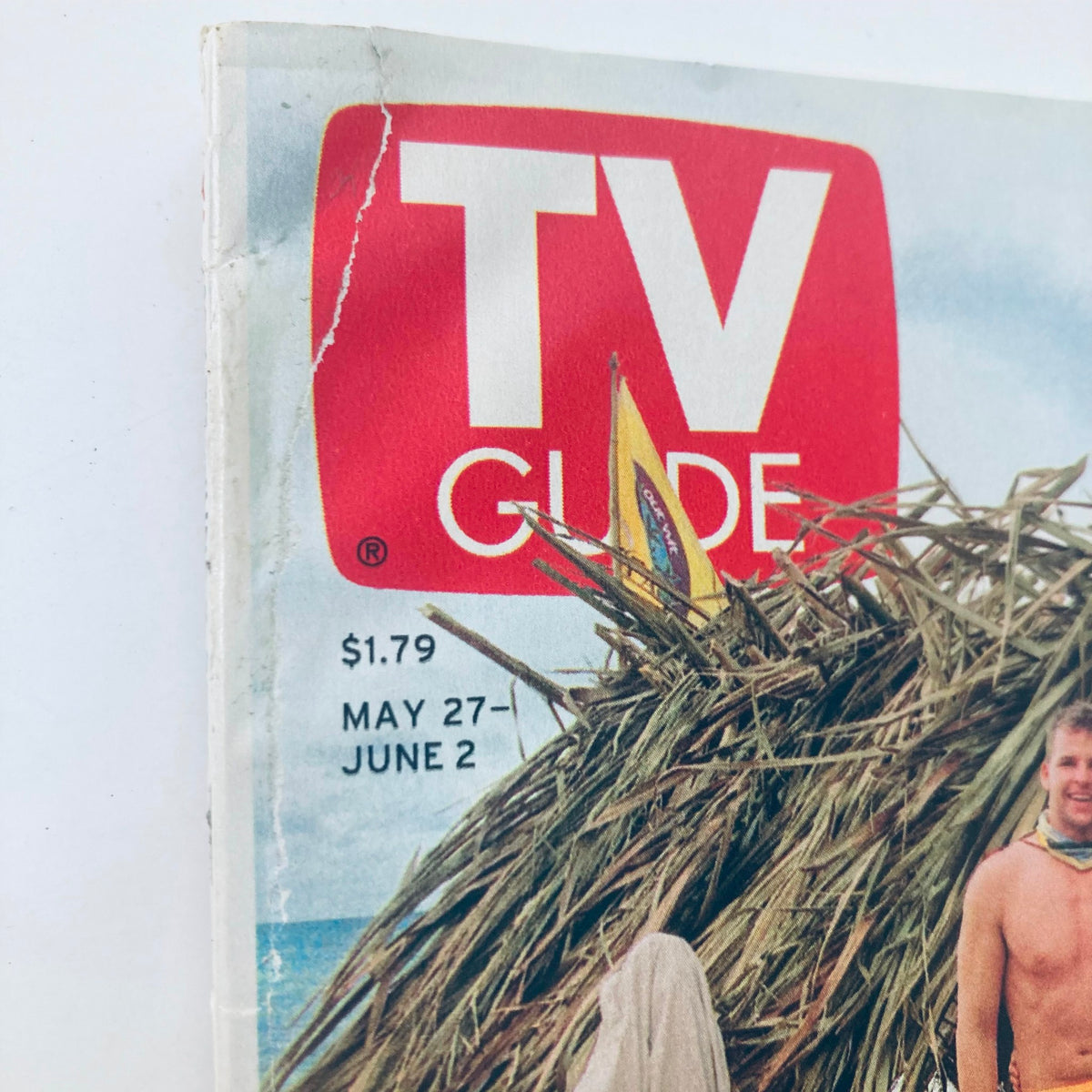 Close-up of the TV Guide logo and publication date of May 27, 2000, highlighting its vintage appeal.