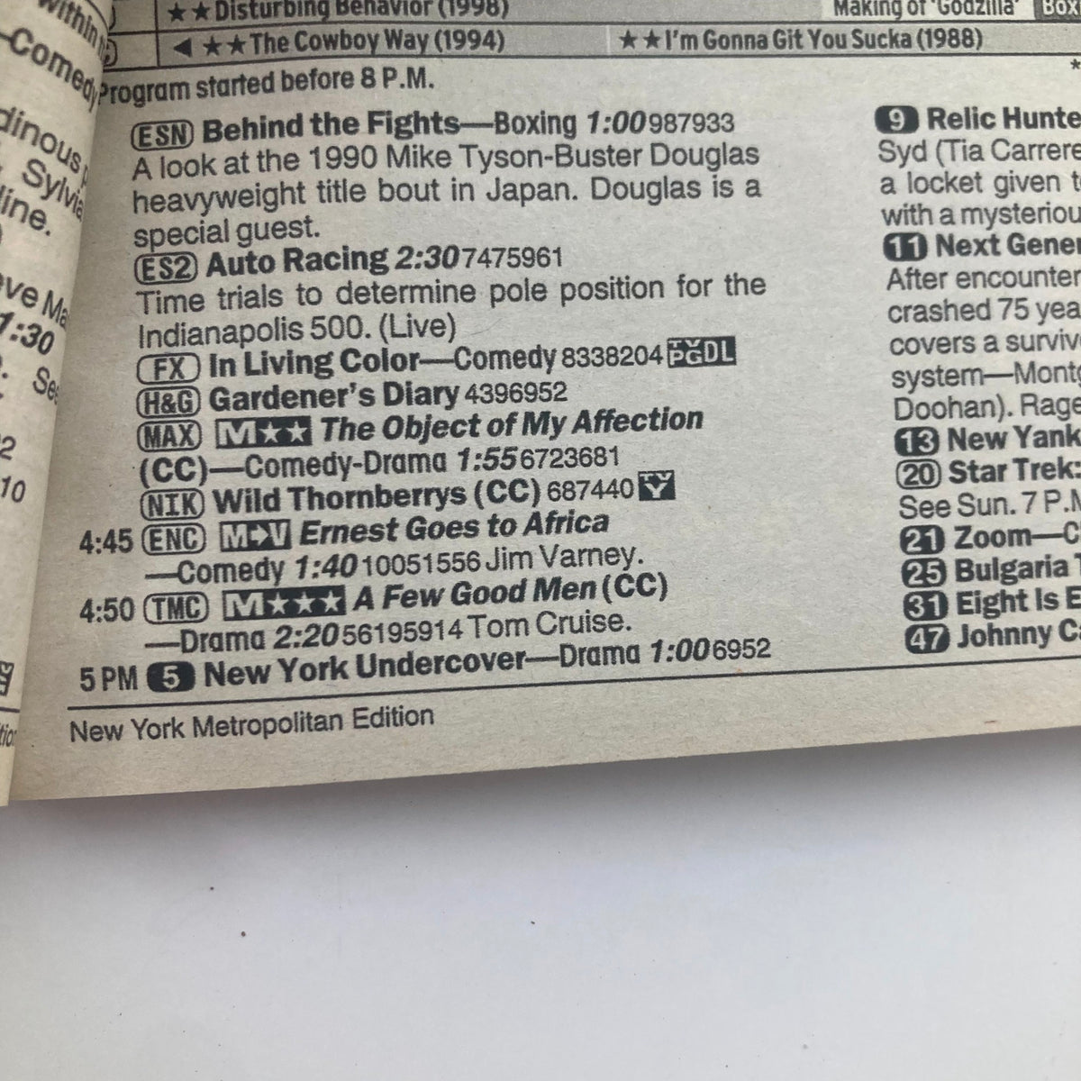 TV Guide Magazine May 20 2000 interior page listing television programming, including shows like In Living Color and A Few Good Men.
