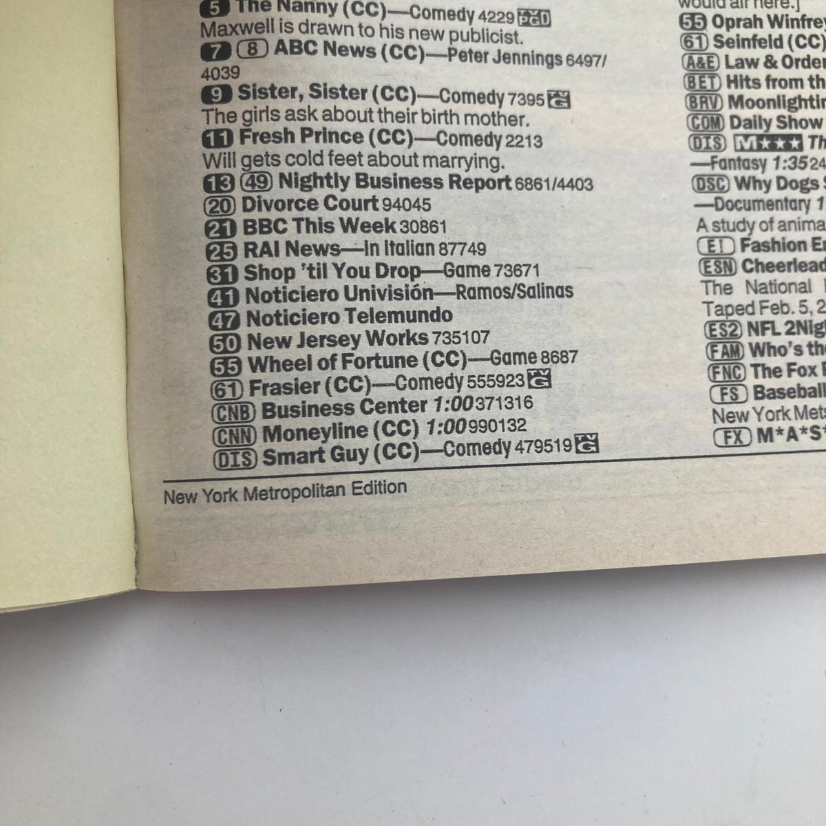 Interior page of TV Guide Magazine April 8 2000 featuring program listings, including The Nanny, New Jersey Network, and Smart Guy, highlighting television content from the early 2000s.