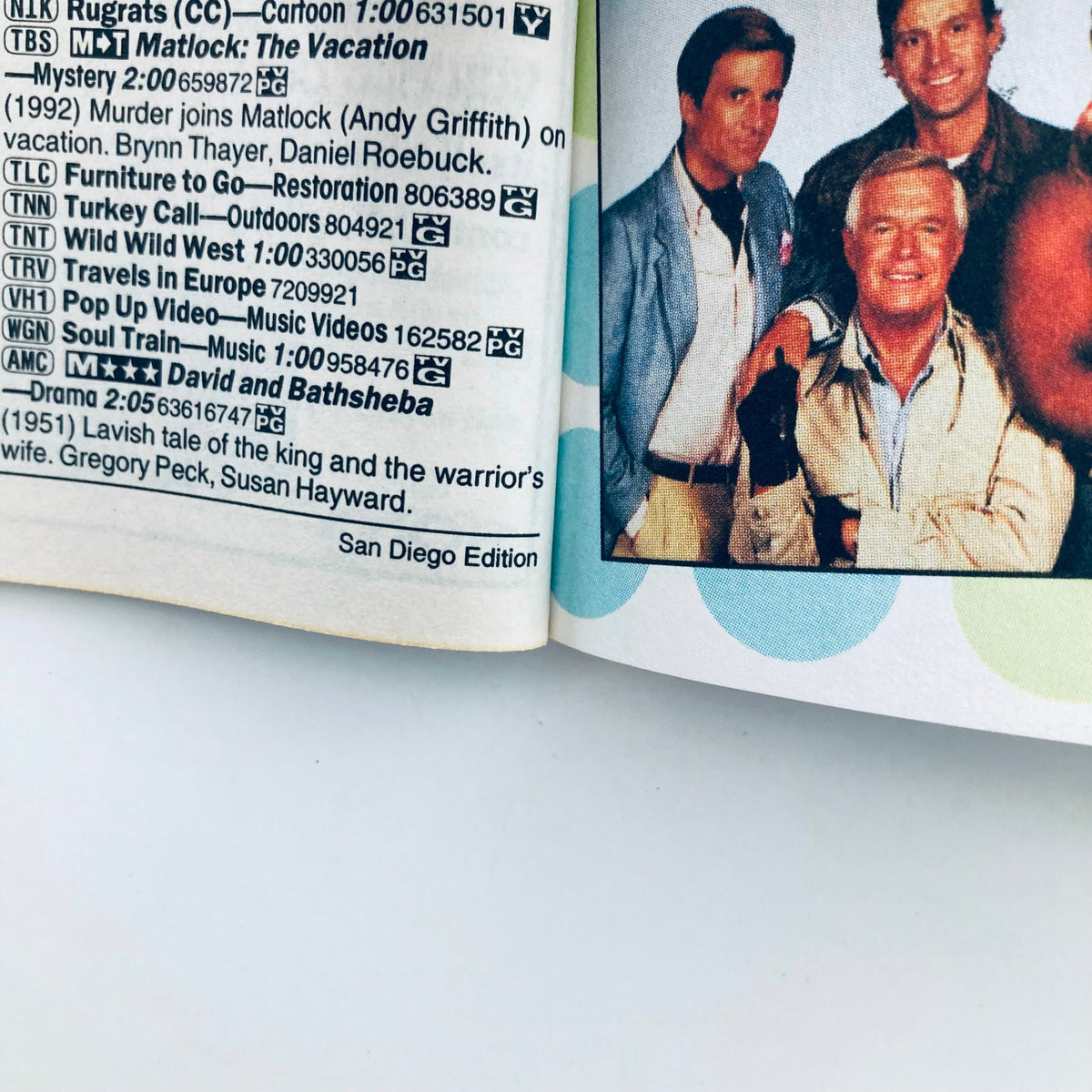 Inside spread of TV Guide Magazine June 5 1999, displaying TV programming highlights and listings, from the San Diego edition.