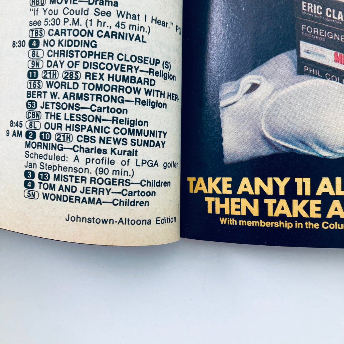 Inside page of TV Guide Magazine July 2 1983 showing the TV schedule and programming for the Johnstown-Altoona Edition including popular shows like Mister Rogers and Tom and Jerry.