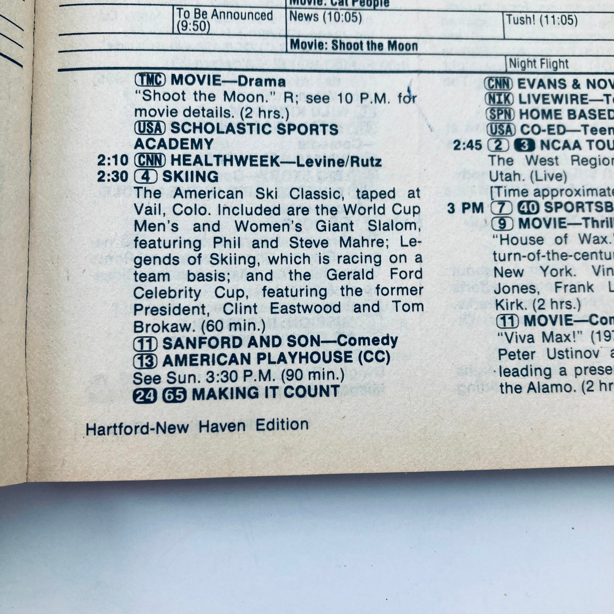 Interior page of the TV Guide Magazine from March 26, 1983, displaying TV listings and programming highlights for Hartford-New Haven, including shows like 'Sanford and Son' and 'American Playhouse.'