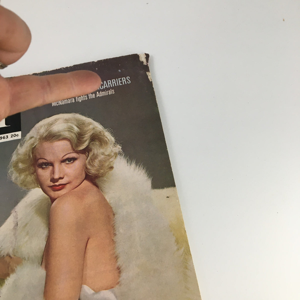 Back cover of The Saturday Evening Post November 2, 1963 emphasizing the glamorous Jean Harlow look and including promotional text related to the issue.