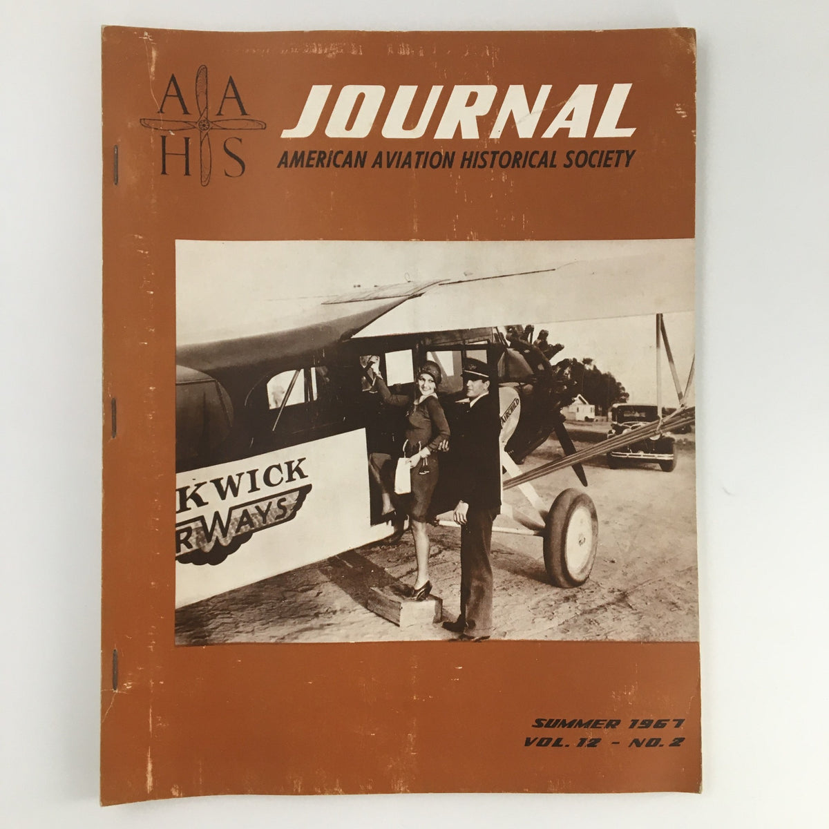 Cover of the Journal American Aviation Historical Society Summer 1967 Vol 12 #2 1st Edition, showcasing a classic aviation scene with a woman boarding a plane.