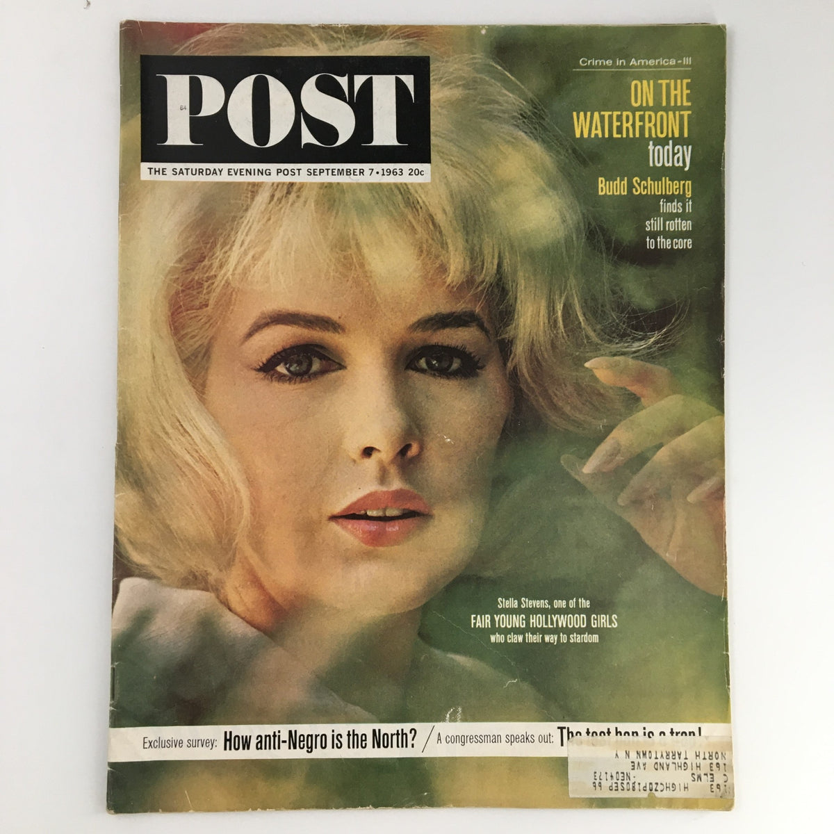 The Saturday Evening Post September 7 1963 cover featuring film actress Stella Stevens. The magazine artfully displays a captivating image of Stevens with a vintage style that reflects the cultural history of the 1960s.