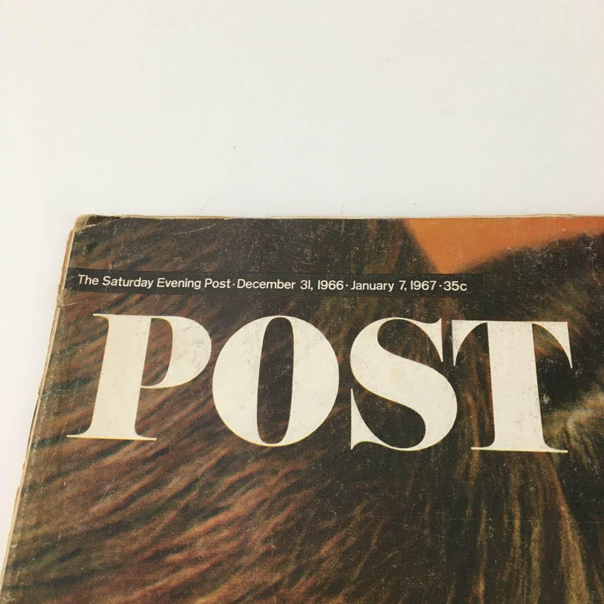 Close-up of the title section from The Saturday Evening Post December 31 1966 January 7 1967, prominently displaying 'POST' and the magazine's publication date.