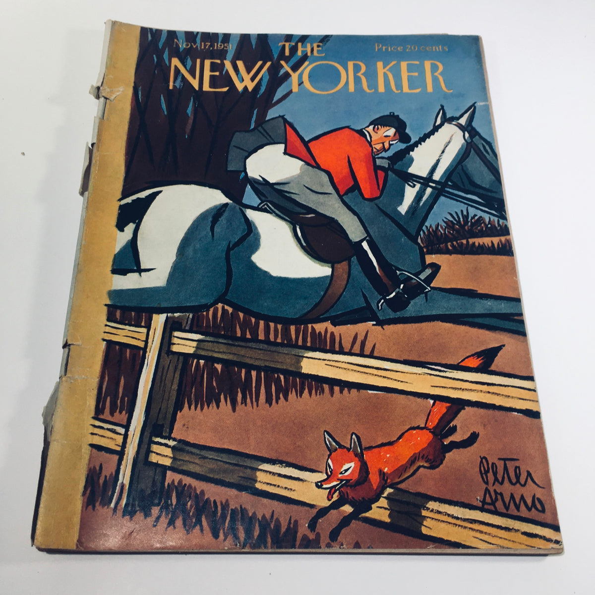The New Yorker November 17, 1951 magazine cover featuring a horse rider depicted by artist Peter Arno.