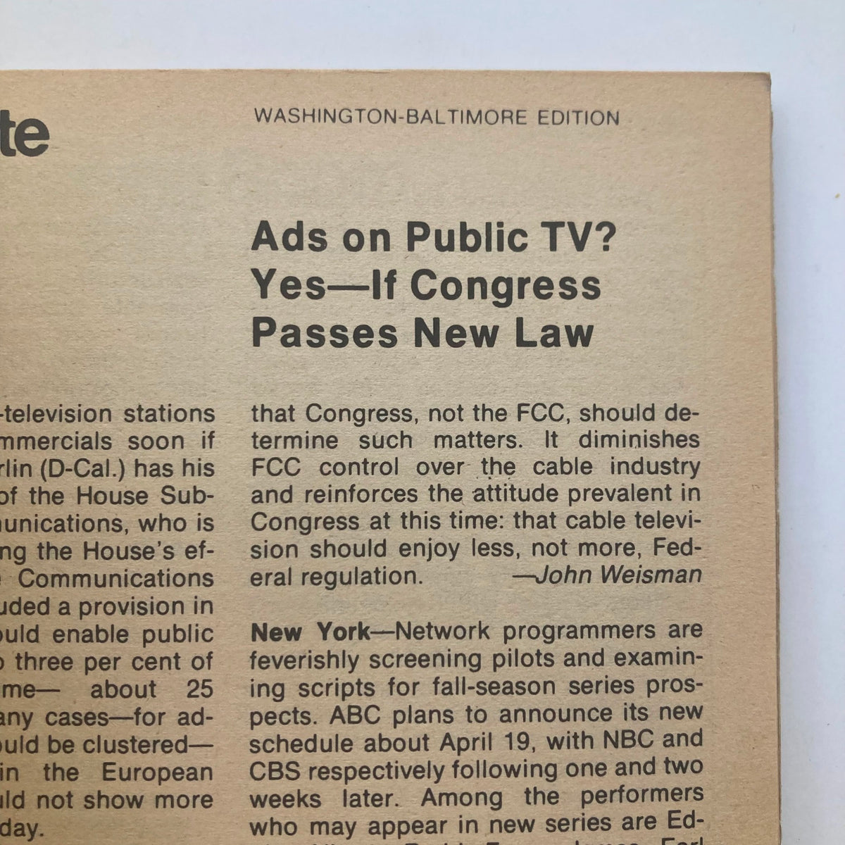 TV Guide Magazine April 14 1979 featuring an article about advertising on public television in the Washington-Baltimore edition.