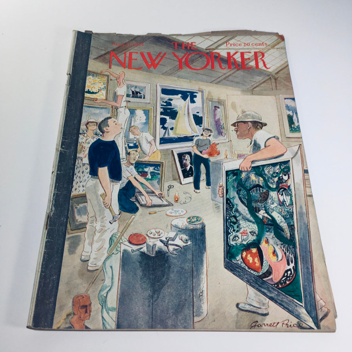Cover of The New Yorker: August 11, 1951 featuring an artistic theme by Garrett Price, showcasing a vibrant scene in an art gallery.