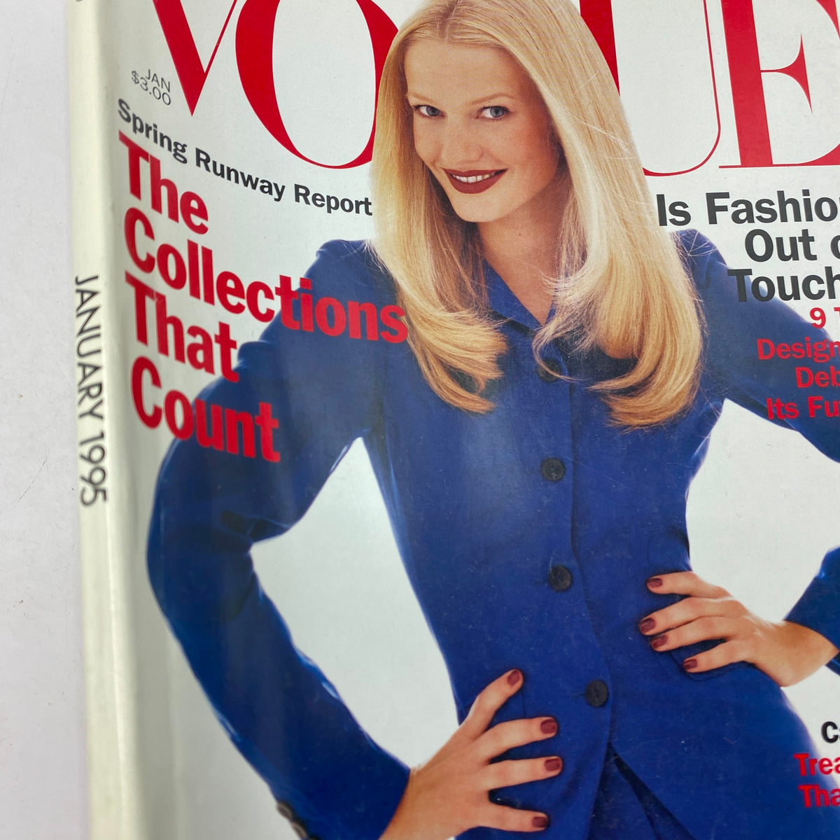 Vogue Magazine January 1995 Karen Mulder Cover No Label VG