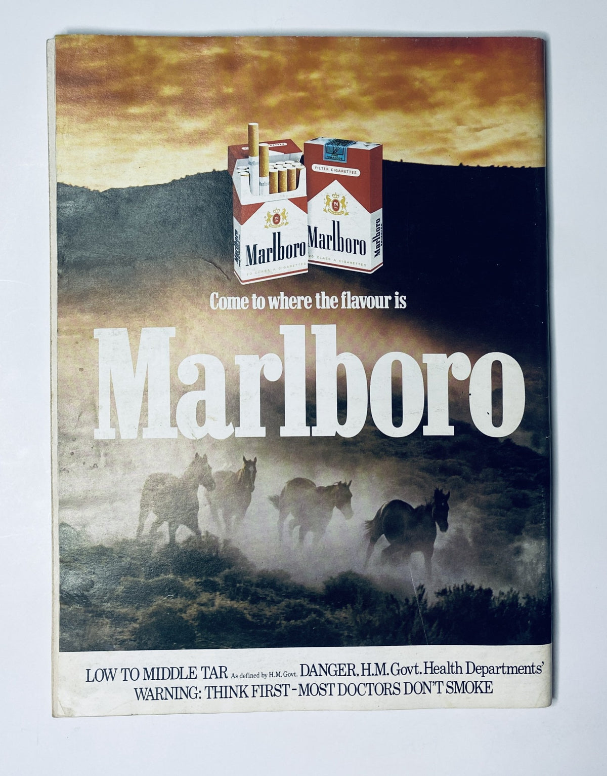 Advertisement for Marlboro cigarettes from the August 1981 issue of Car Magazine, showcasing a scenic backdrop with horses.