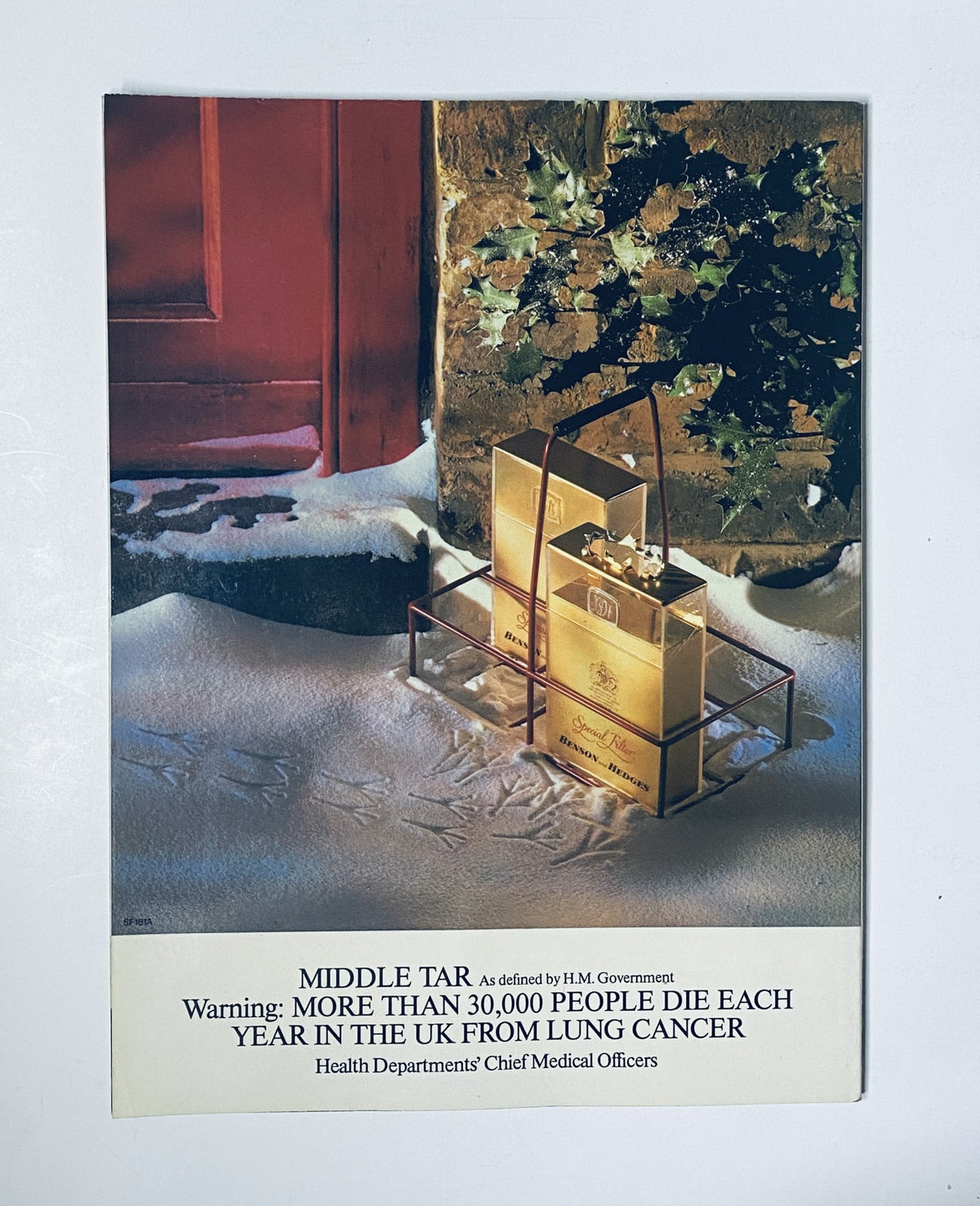Health warning advertisement from H.M. Government in CAR Magazine February 1987, emphasizing the dangers of lung cancer.