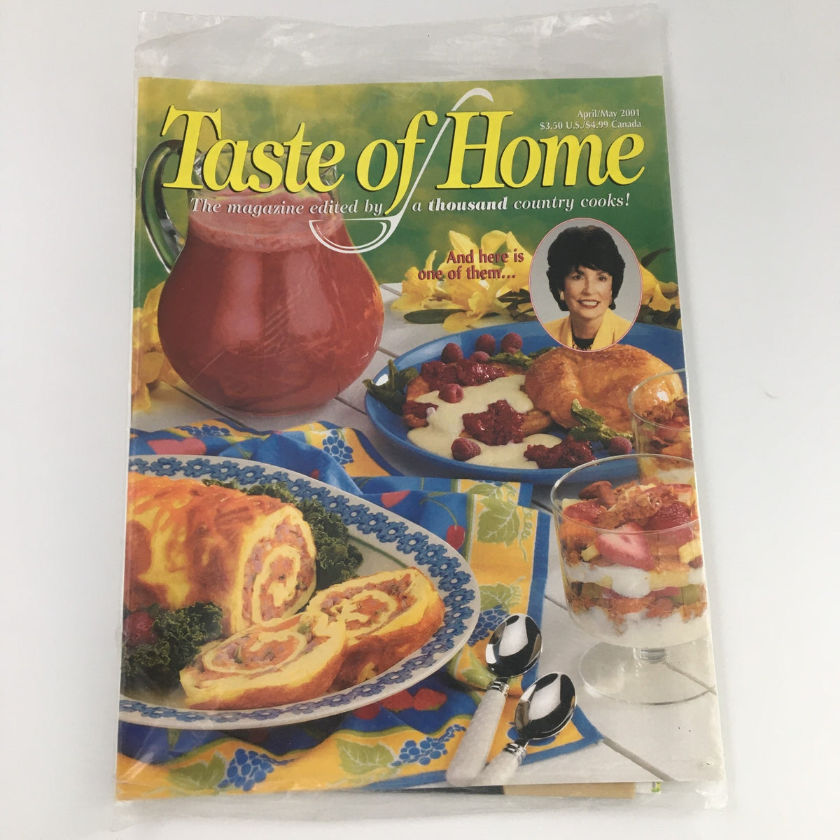 Taste of Home Magazine April May 2001 cover featuring a vibrant display of Shortbread and Chicken Ham dishes, showcasing culinary delights and home cooking inspiration.