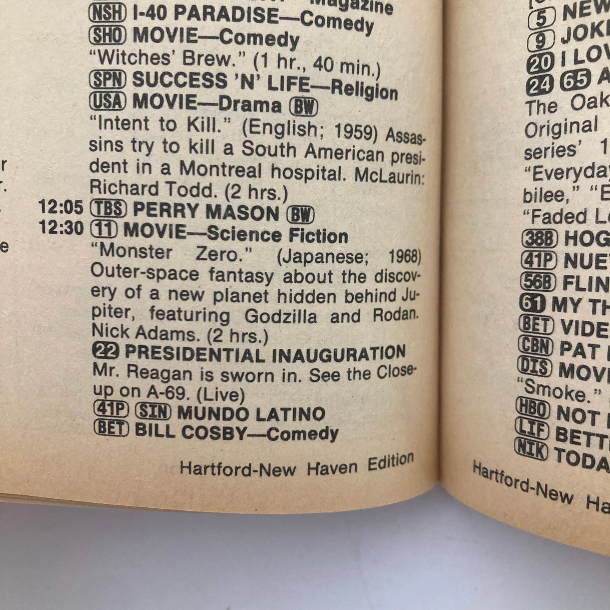 TV Guide Magazine January 19 1985 Ronald Reagan Hartford-New Haven Ed.
