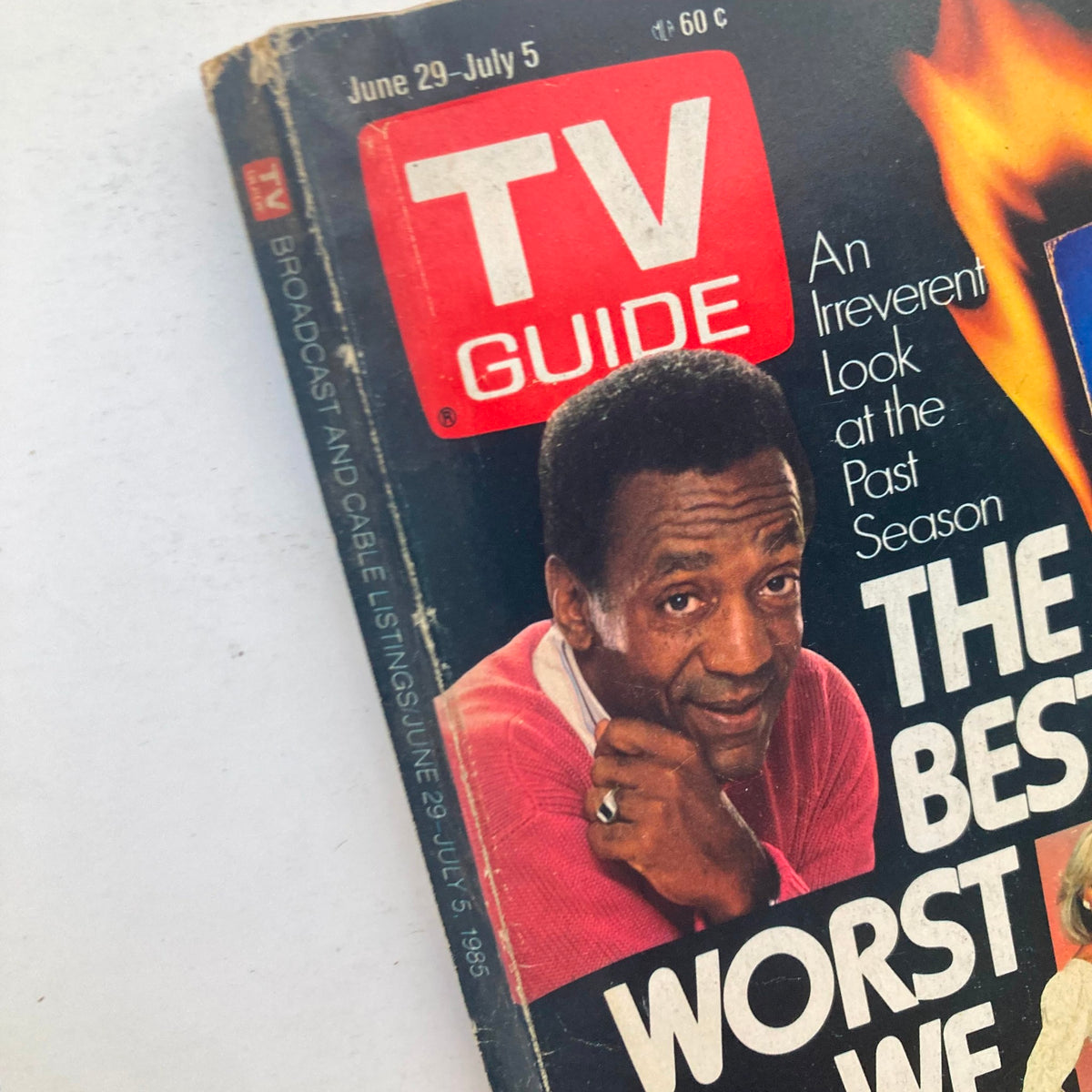 Close-up of the TV Guide Magazine cover from June 29 to July 5, 1985, highlighting the title 'The Best and Worst We Saw' with a focus on a featured celebrity and vivid graphics.