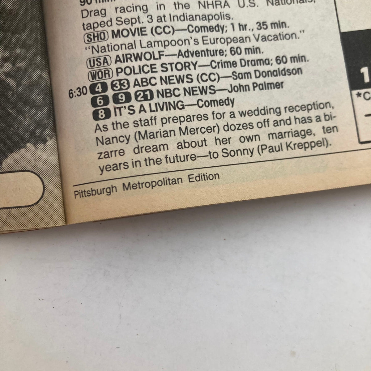 TV Guide Magazine October 3 1987 featuring programming details including ABC News and NBC News listings, Pittsburgh Metropolitan Edition.