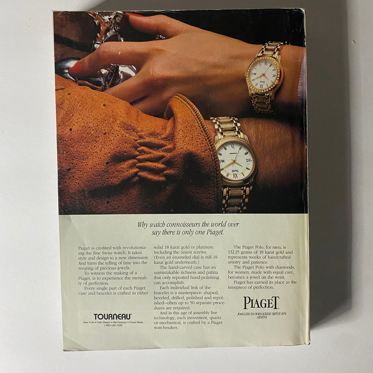 Back cover advertisement of the Piaget watch in Vogue Magazine September 1994, displaying luxury timepieces on a model's wrist.